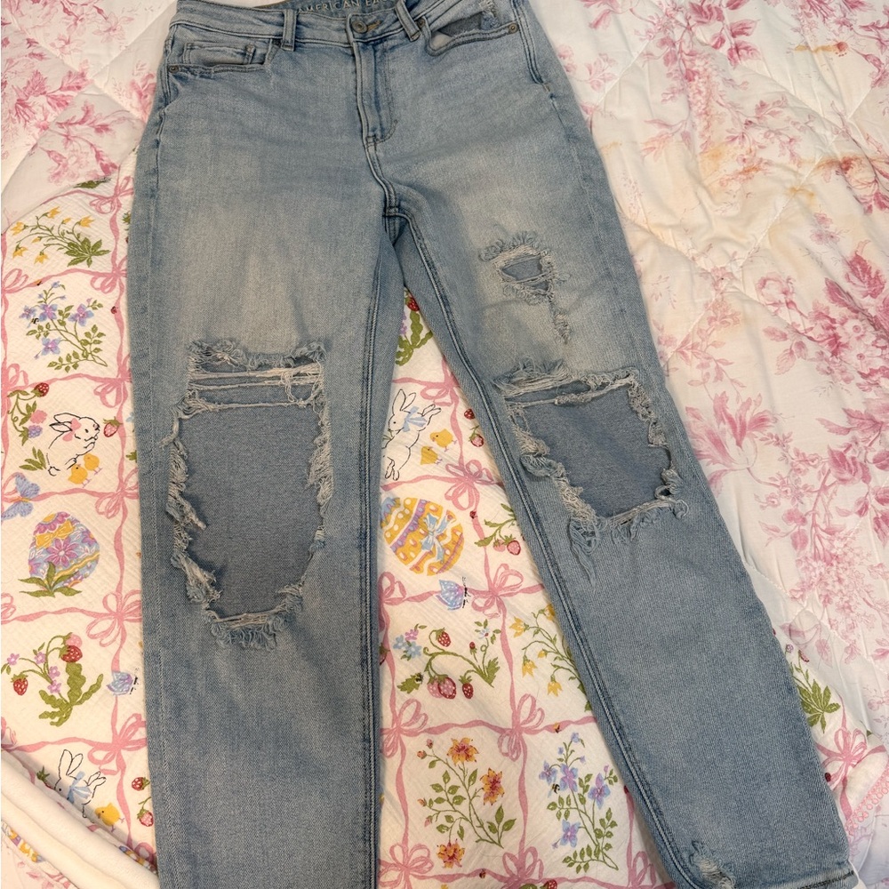 American Eagle Outfitters Light Blue Distressed Skinny Jeans